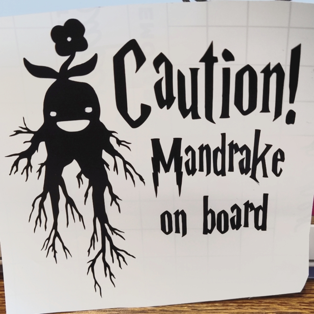 CAUTION! SCREAMING MANDRAKE ON BOARD HARRY POTTER VINYL DECAL